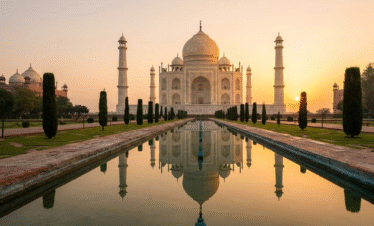 uxury Taj Mahal sunrise view during a Golden Triangle Tour 5 Days.