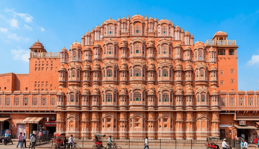 Exploring the iconic Hawa Mahal during a Delhi Agra Jaipur Luxury Tour.