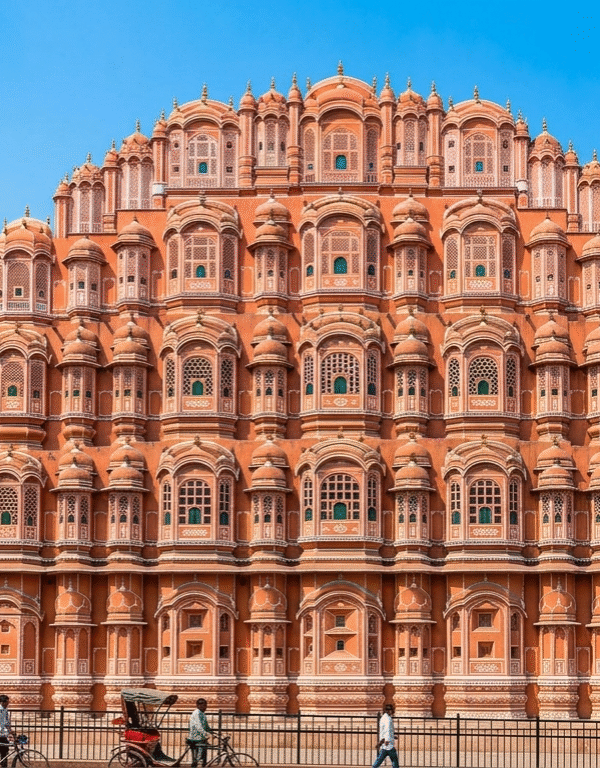 Exploring the iconic Hawa Mahal during a Delhi Agra Jaipur Luxury Tour.