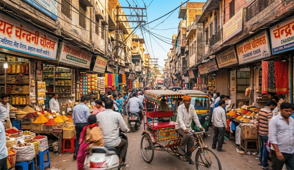 Authentic Old Delhi rickshaw experience on a Rajasthan Heritage Tour from Delhi.