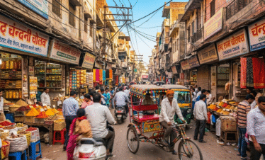 Authentic Old Delhi rickshaw experience on a Rajasthan Heritage Tour from Delhi.