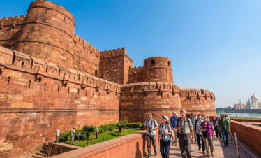 Exploring the historic Agra Fort on a Same Day Agra Tour by Car.