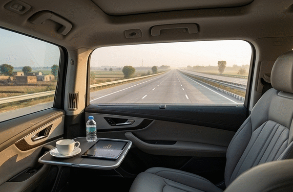 Comfortable luxury travel on the Yamuna Expressway for Same Day Agra Tour by Car.