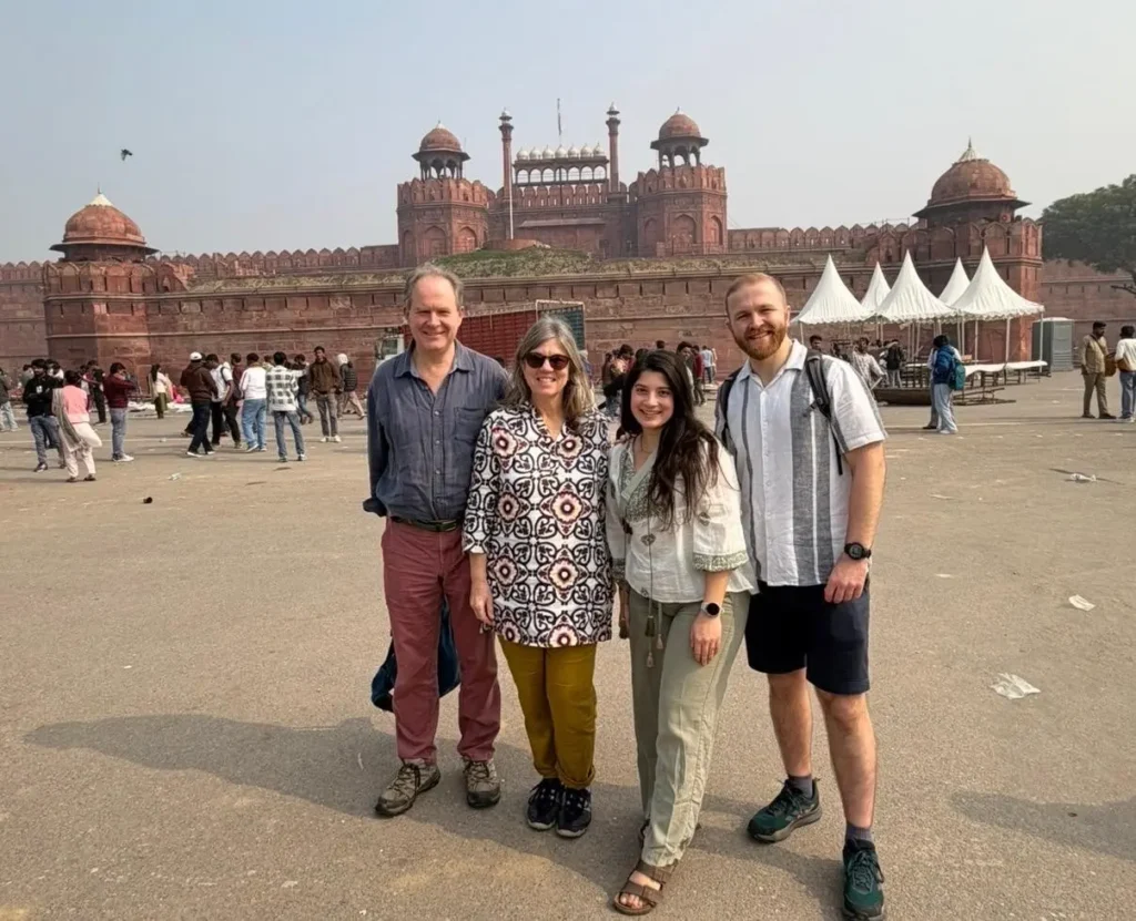 Travelers visiting Red Fort in Delhi during a 7 Days Golden Triangle Tour