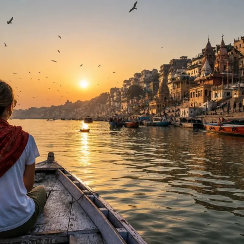 Golden Triangle Tour with Varanasi by boat at sunset along the Ganges