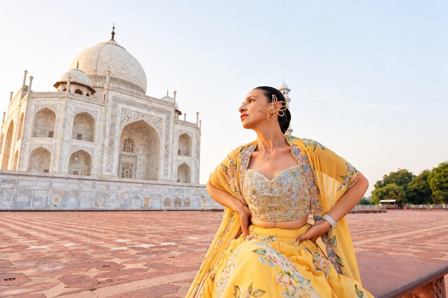 Traveler visiting the Taj Mahal during a Delhi to Taj Mahal tour