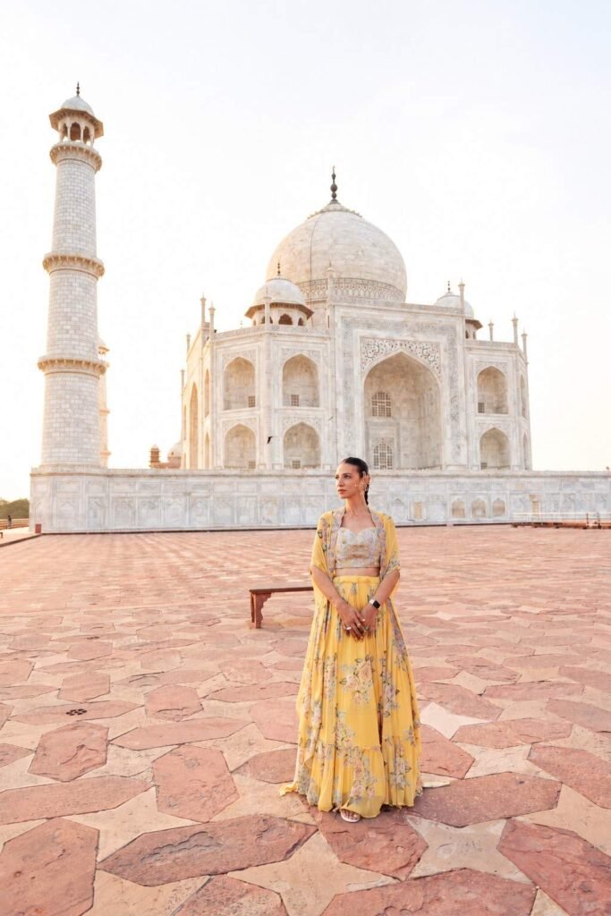 Traveler visiting the Taj Mahal during a Delhi to Taj Mahal tour