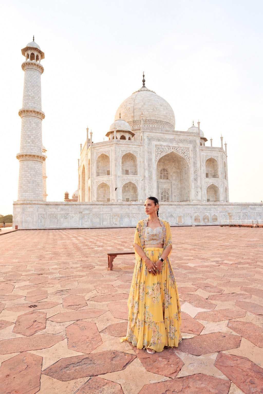 Traveler visiting the Taj Mahal during a Delhi to Taj Mahal tour