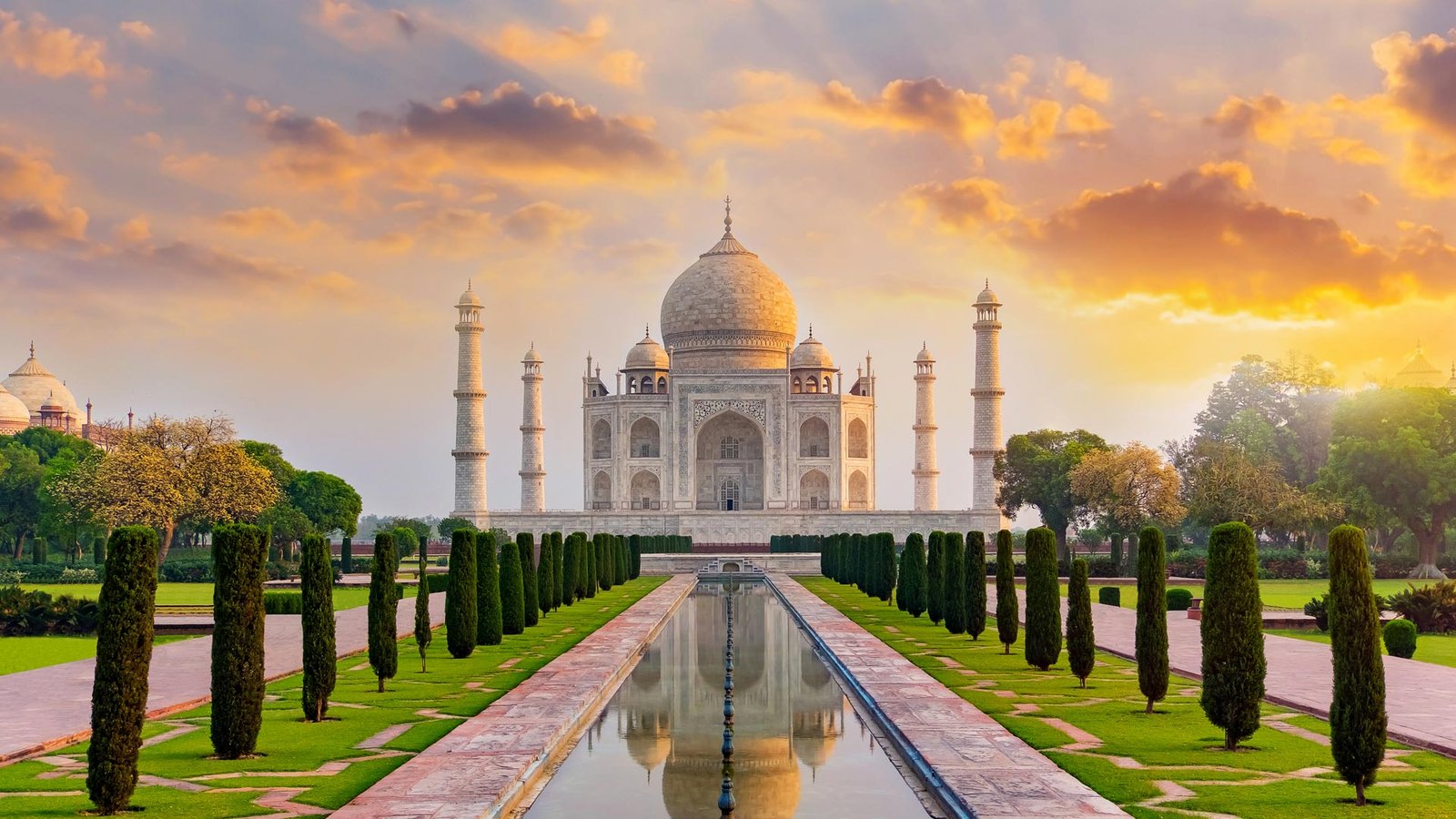 Golden sunrise light over the Taj Mahal, one of the best destinations to visit in India