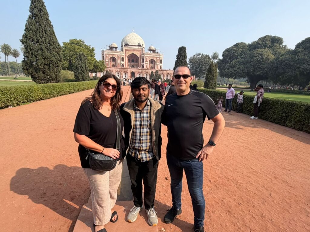 Trip Search Result 4 Tourists posing for photos at Humayuns Tomb during a Same Day Delhi Tour By Car