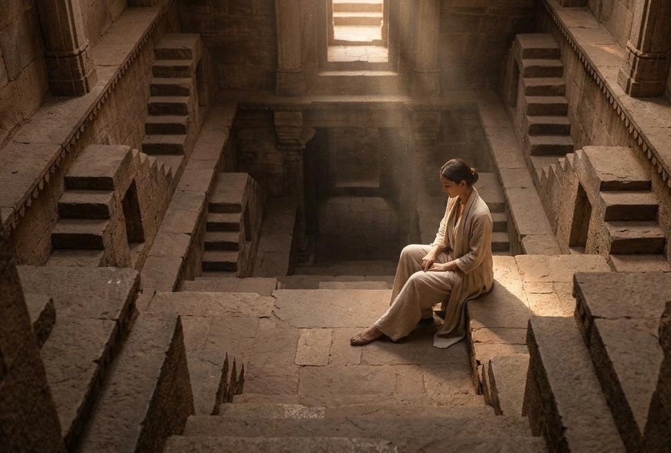 Luxury India tours exploring the silent majesty of an ancient 16th-century stepwell with Taj Explorer.