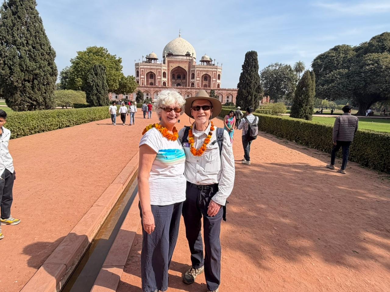 Tourists exploring Humayuns Tomb in New Delhi during a Same Day Delhi Tour By Car