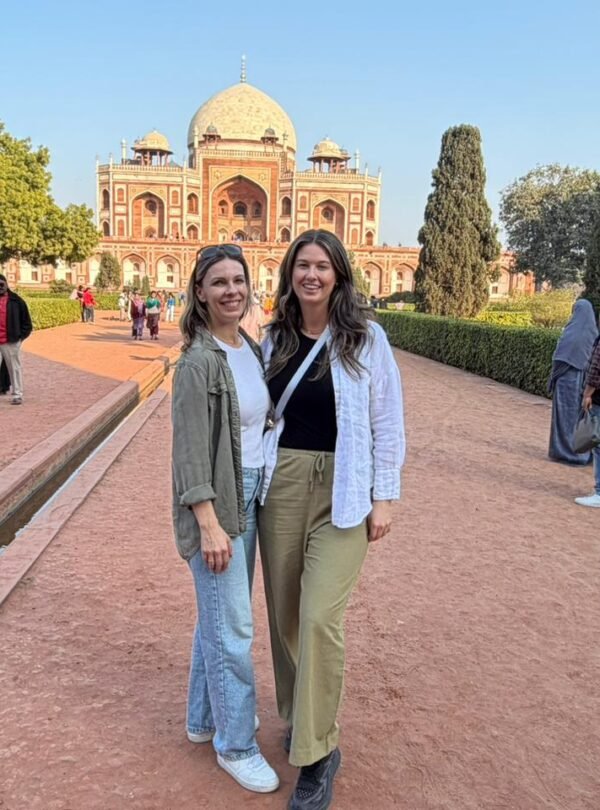 Golden Triangle Tour with Varanasi travelers visiting Humayun’s Tomb in Delhi