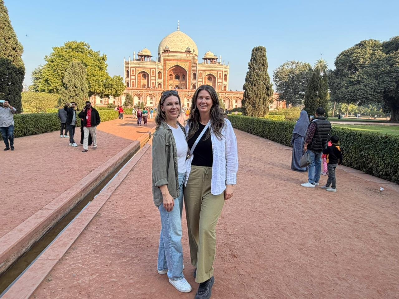 Golden Triangle Tour with Varanasi travelers visiting Humayun’s Tomb in Delhi