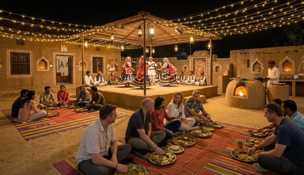 Choki Dhani Jaipur authentic Rajasthan food village experience — best places to eat in Jaipur for families.
