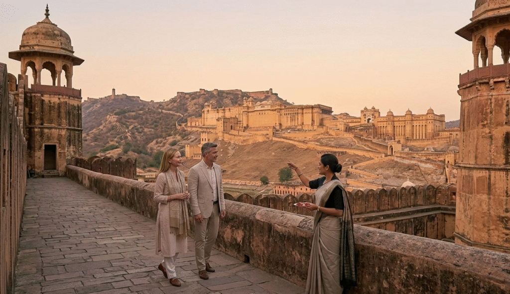 An exclusive tour of the Amber Fort at Jaipur with a private historian, showcasing the best of Golden Triangle tour India heritage.