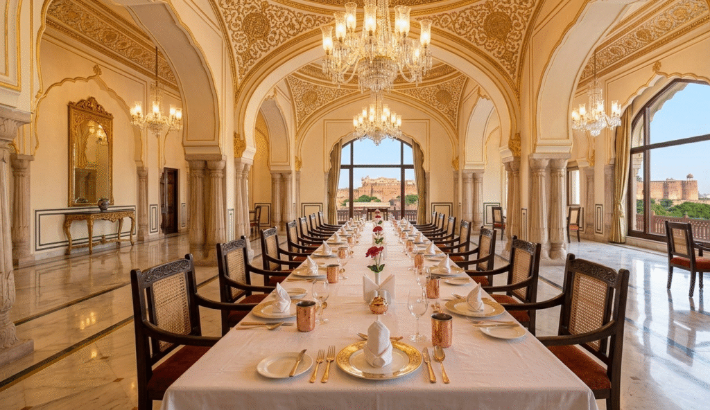 Suvarna Mahal Rambagh Palace Jaipur fine dining — best Indian restaurants in Jaipur luxury experience.