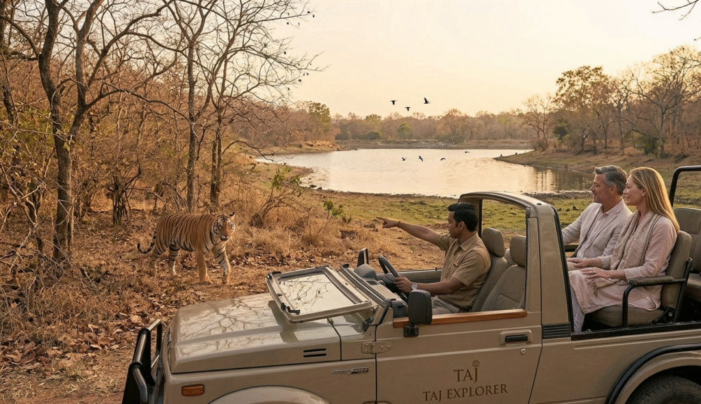 A private wildlife safari in Ranthambore National Park, a popular extension for premium luxury travel India and Golden Triangle tours.