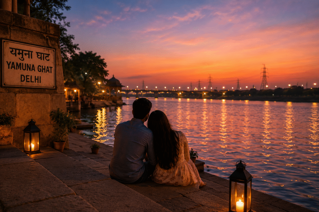 Romantic evening at Yamuna Ghat Delhi for couples