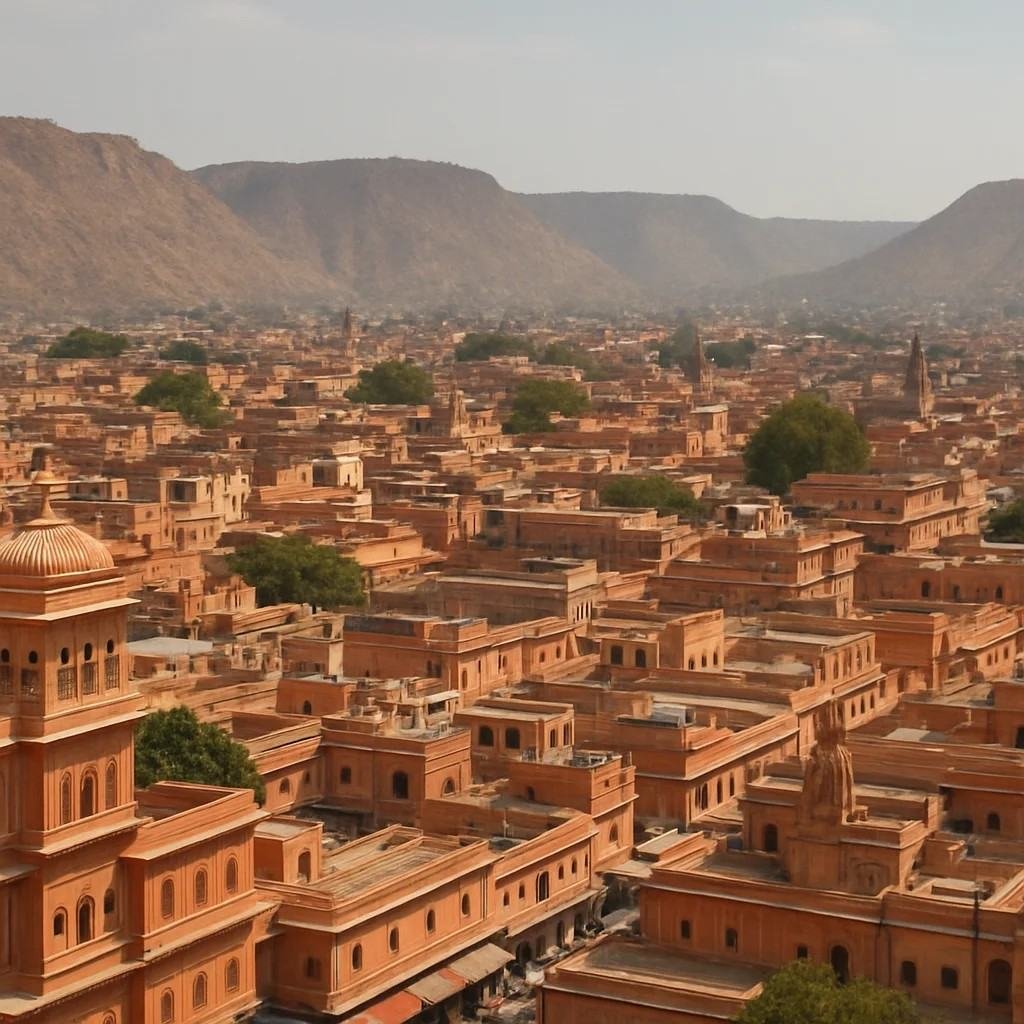 Jaipur Pink City: Complete Travel Guide to the Pink City of India 2 Panoramic view of Jaipur Pink City with Aravalli hills
