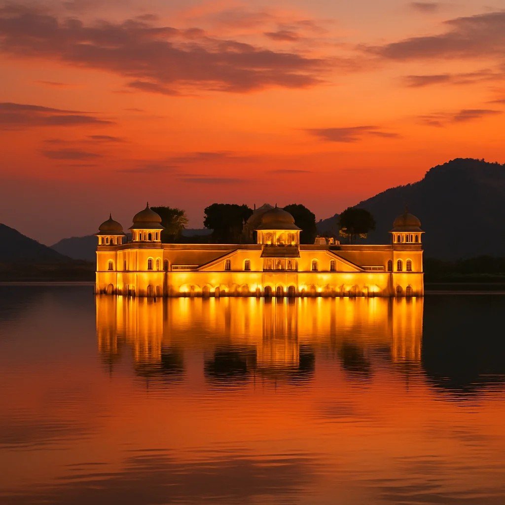 Jaipur Pink City: Complete Travel Guide to the Pink City of India 5 Jal Mahal Jaipur at sunset in the Pink City