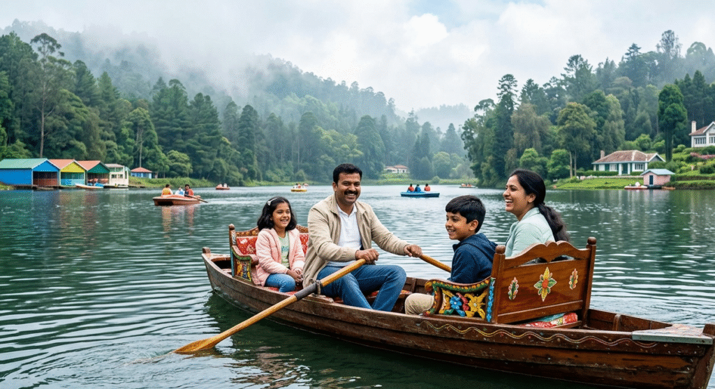 A happy family enjoying a boat ride while exploring the 50 best places to visit in May in India 2026.