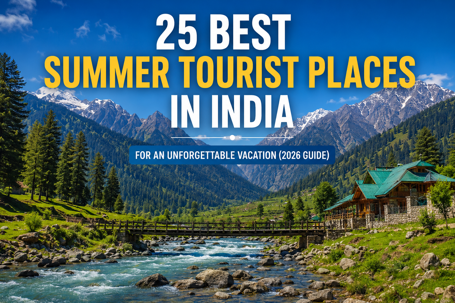 Best summer tourist places in India with Himalayan mountain valley and scenic river landscape