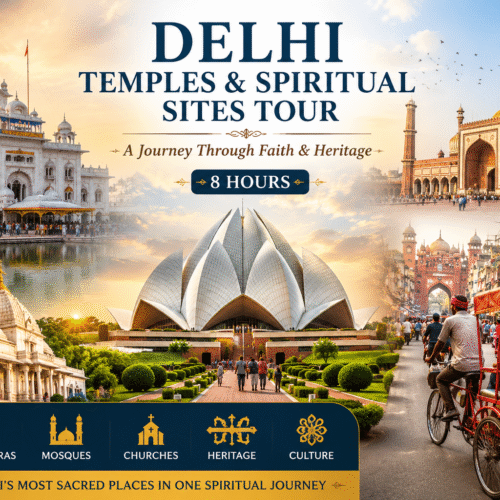 Delhi Temples and Spiritual Sites Tour featuring Lotus Temple, Gurudwara Bangla Sahib, Jama Masjid, Birla Mandir and Chandni Chowk Rickshaw Ride in Delhi