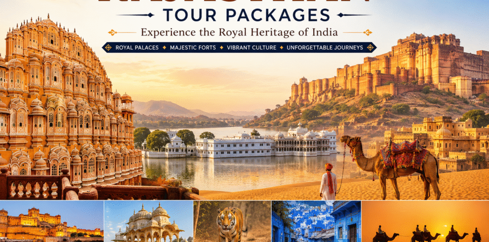 Rajasthan Tour Packages featuring Jaipur, Udaipur, Jodhpur, Jaisalmer, Ranthambore, royal palaces, forts and desert camel safari