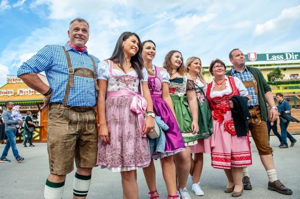 Tourists celebrating Oktoberfest in Munich during one of the biggest festivals in the world