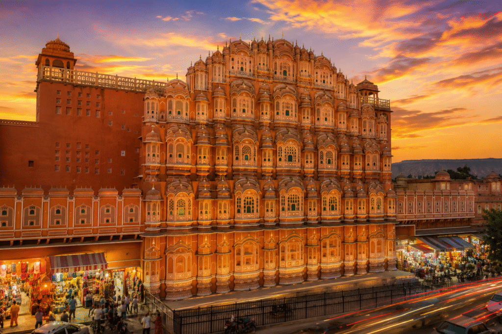 Hawa Mahal in Jaipur during sunset, a popular weekend getaway from Delhi