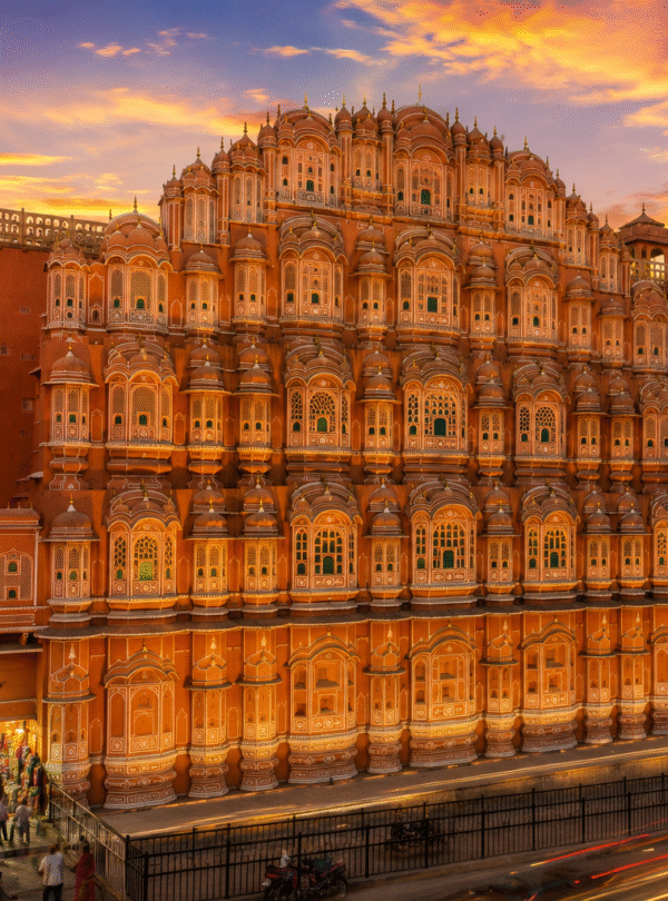 Hawa Mahal in Jaipur during sunset, a popular weekend getaway from Delhi