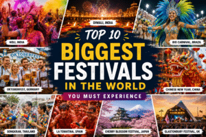 Biggest festival in the world featuring Holi, Diwali, Rio Carnival, Oktoberfest, Chinese New Year and other famous festivals