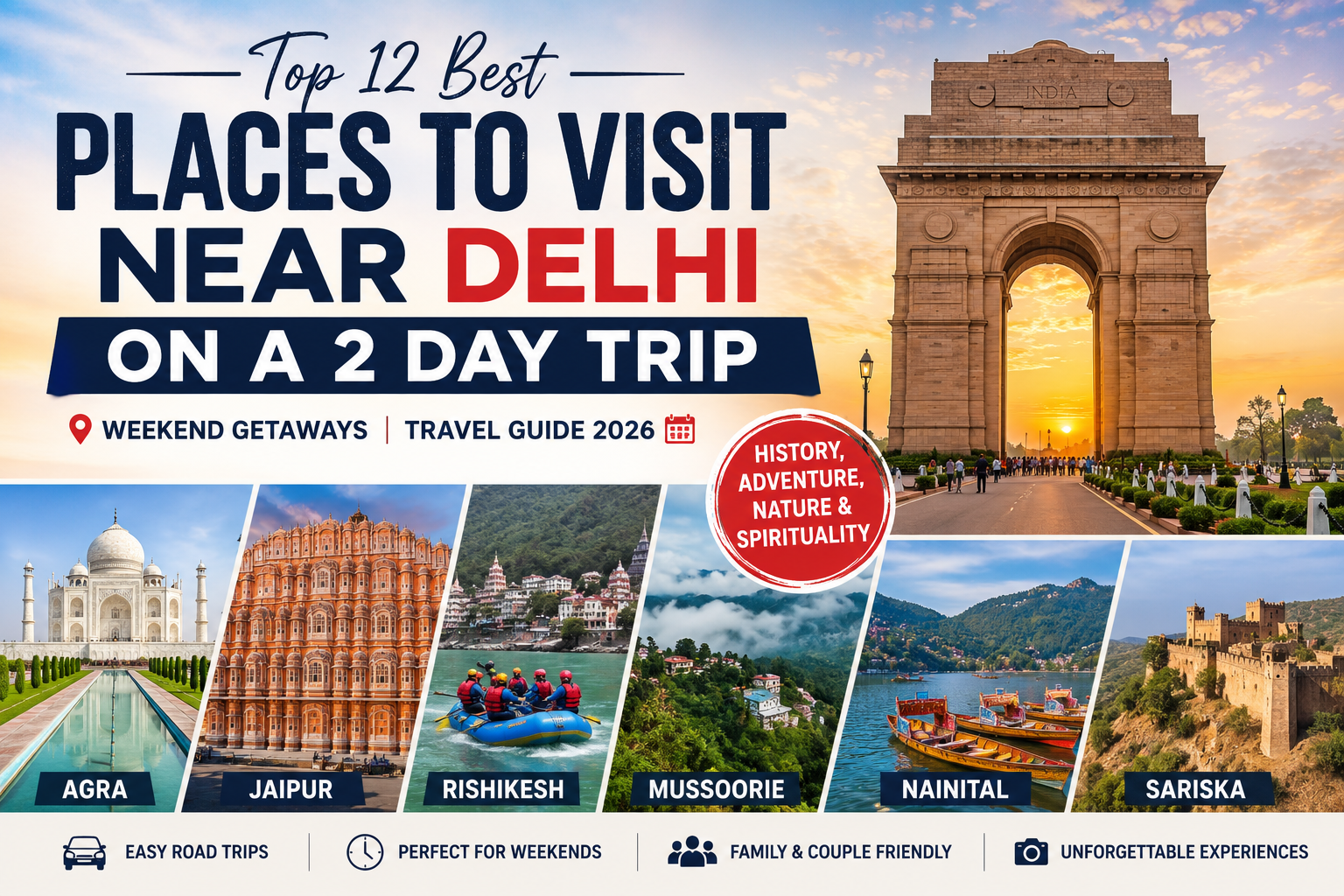 Places to visit near Delhi on a 2 day trip with Taj Explorer