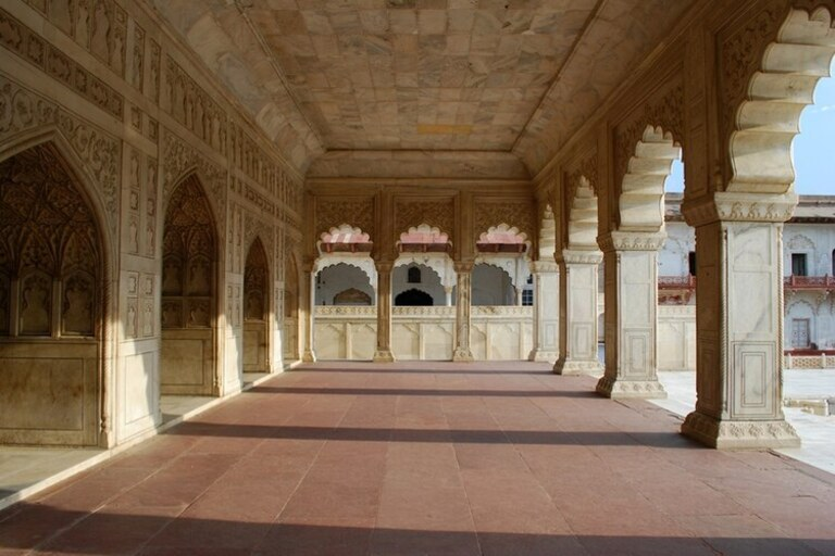 Diwan-i-Khas inside Agra Fort showcasing magnificent Mughal architecture and royal audience hall
