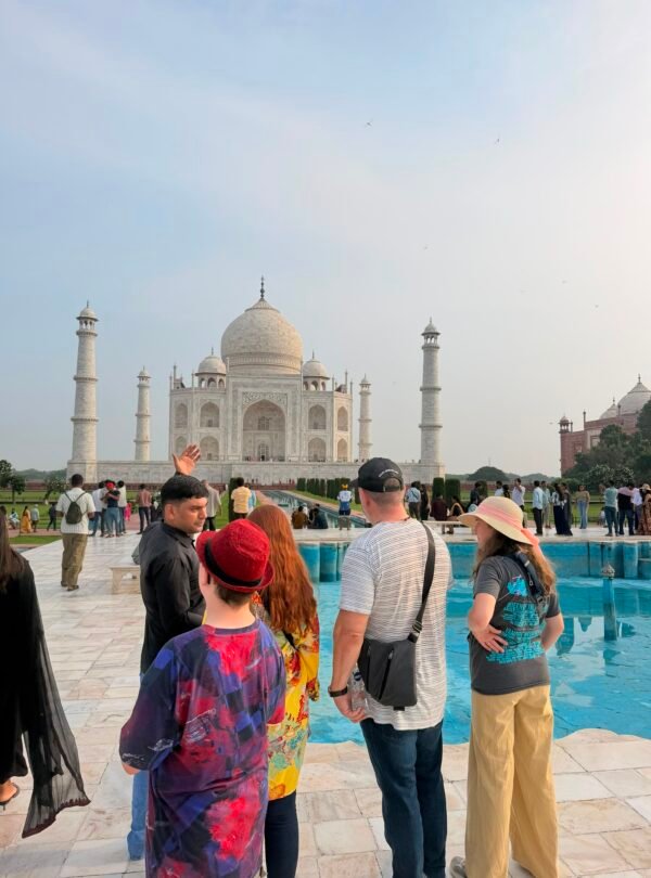 Travellers visiting the Taj Mahal during a Classic Rajasthan Tour in Agra
