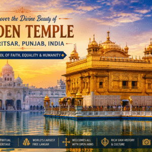 Golden Temple Amritsar Punjab India reflecting in the sacred Amrit Sarovar at sunrise