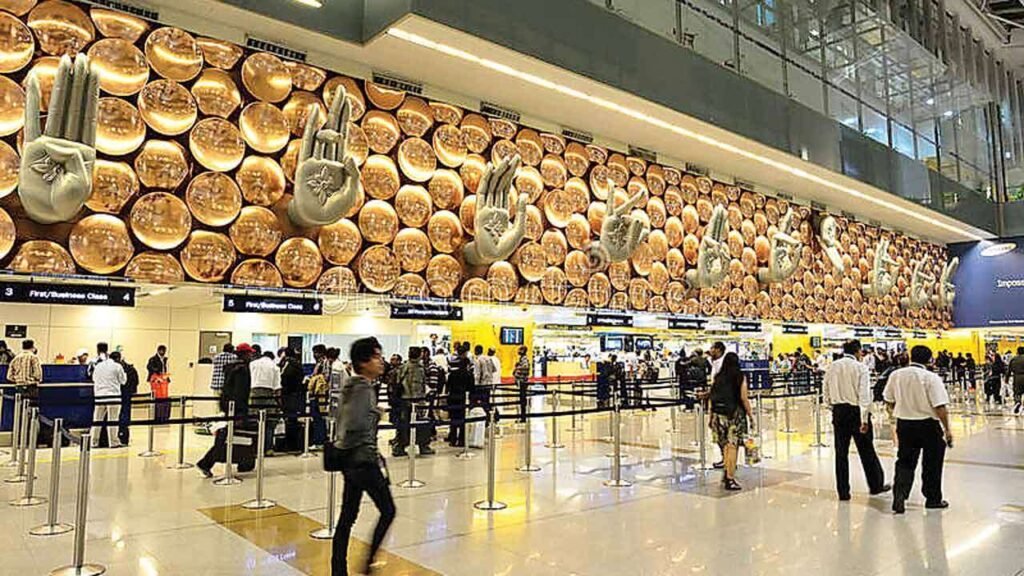Delhi Airport Transfer to Hotel with passengers at international airport terminal