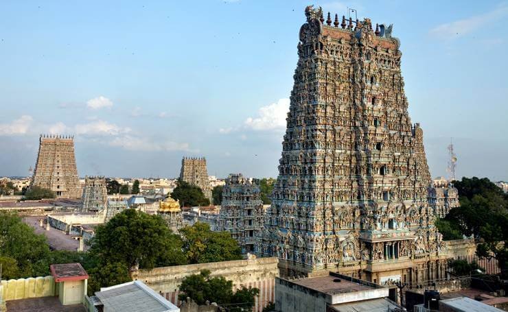 Meenakshi Amman Temple Madurai colorful Dravidian architecture and famous temples in India