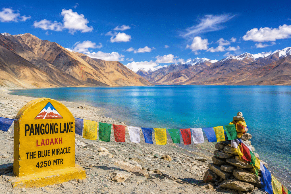 Pangong Lake in Ladakh during July adventure tour in India