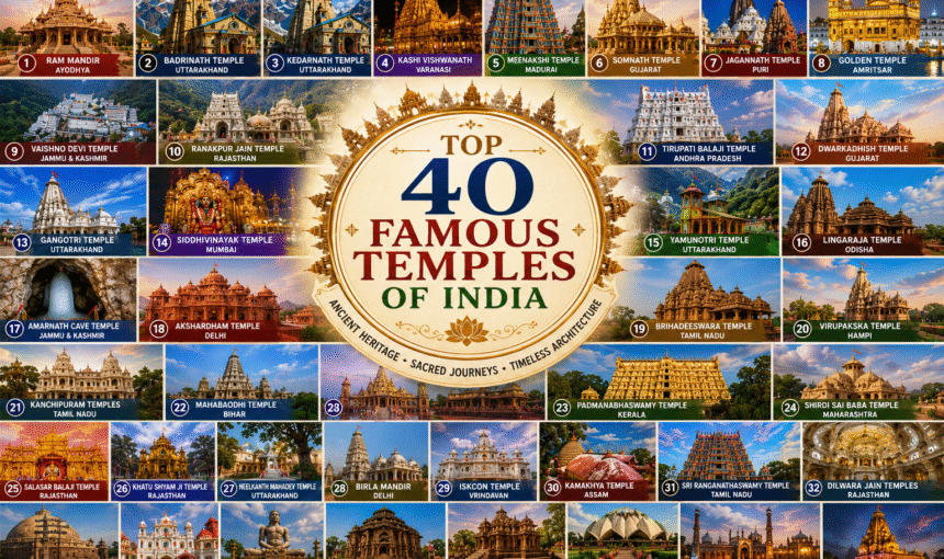 Top 40 Famous Temples in India: Guide to the Most Sacred Hindu Temples, Ancient Mandirs & Spiritual Places (2026)