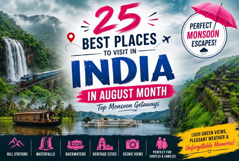 Best Places to Visit in India in August Month – 25 Stunning Monsoon Destinations for an Unforgettable Holiday Across India