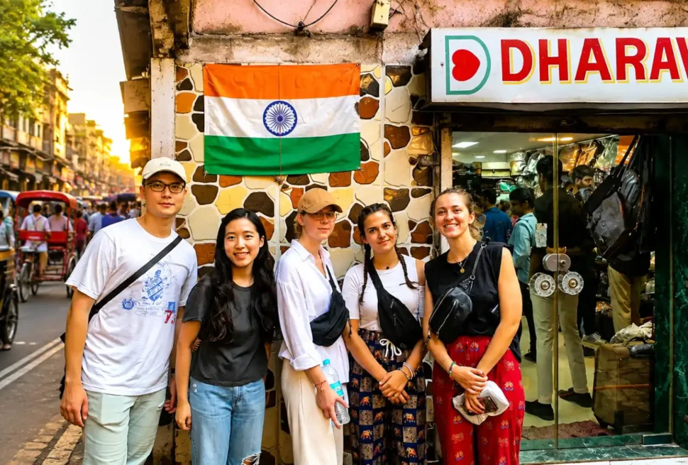 From Chandni Chowk to Dharavi, travelers exploring Dharavi in Mumbai with a local guide during a cultural walking tour.
