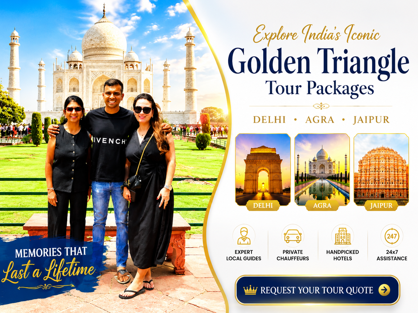 Golden Triangle Tour India - Taj Mahal, Delhi and Jaipur Tour Packages