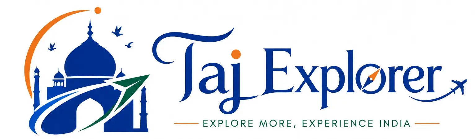 Taj Explorer logo representing luxury India travel, Golden Triangle tour packages, Taj Mahal tours, Delhi Agra Jaipur tour, and premium India tour packages.