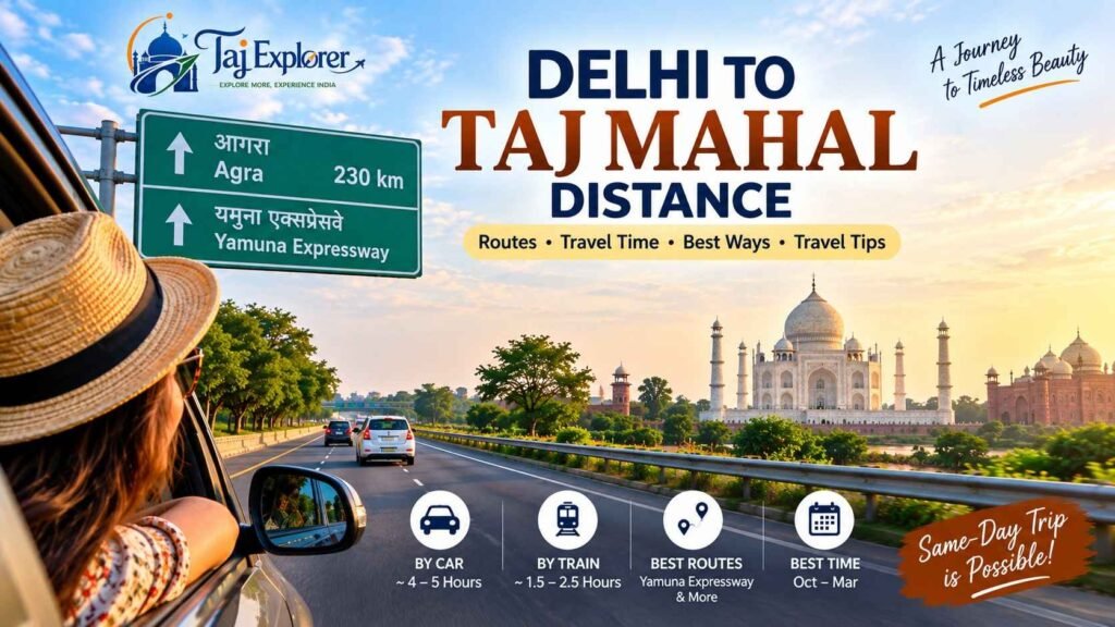 Delhi to Taj Mahal Distance: Road Distance, Travel Time & Best Ways to Reach Agra