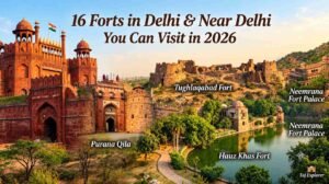 Historic forts in Delhi including Red Fort, Purana Qila and Tughlaqabad Fort
