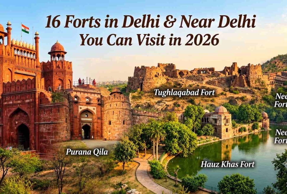 Historic forts in Delhi including Red Fort, Purana Qila and Tughlaqabad Fort
