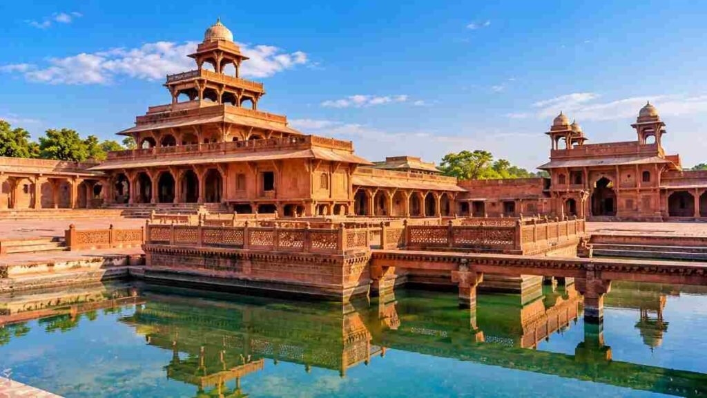 5 Day Golden Triangle Tour Itinerary: Delhi, Agra and Jaipur 4 Red sandstone architecture at Fatehpur Sikri near Agra on a 5 Day Golden Triangle Tour Itinerary