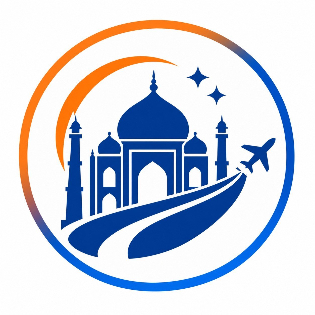 Taj Explorer travel icon featuring the Taj Mahal and an airplane